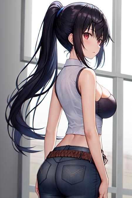 08380-3141184040-masterpiece, best quality, highres, 1girl shizuku high ponytail, white shirt white sleeveless shirt belt denim pants black bra c.png